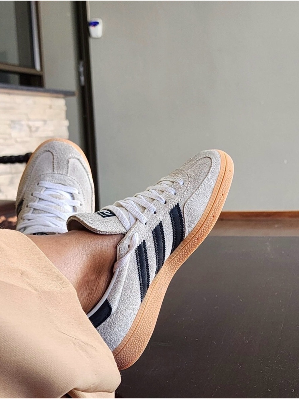 adidas Samba Sneakers in Light Gray, Black & Gum